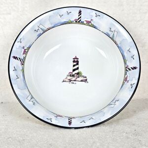 Totally Today Coastal Lighthouse Soup Cereal Bowl 7 1/4" Nautical Rimmed